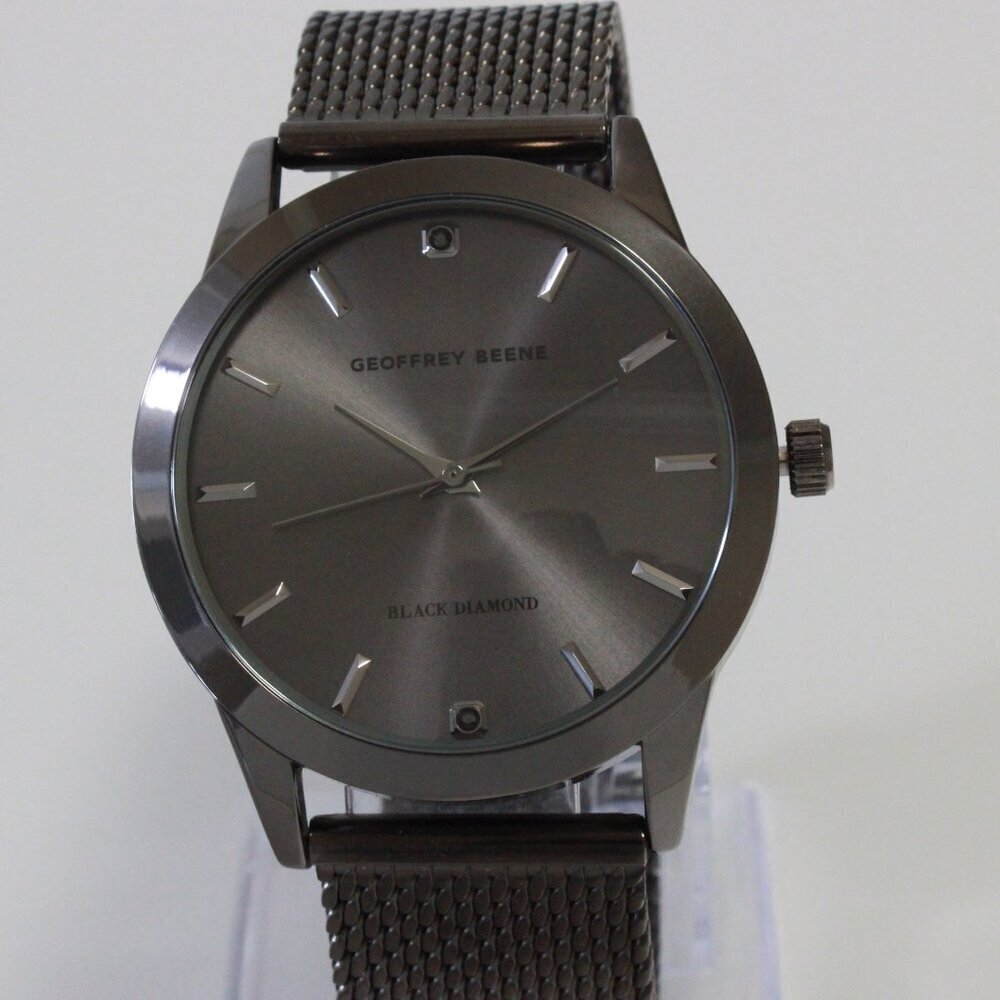 Geoffery Beene Men's Quartz Dress Watch Gun Metel Grey Milanese Bracelet 42mm - Picture 6 of 13